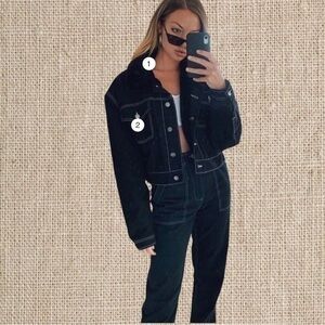 Bell Bottom / Wide Leg white stitch high waisted jeans